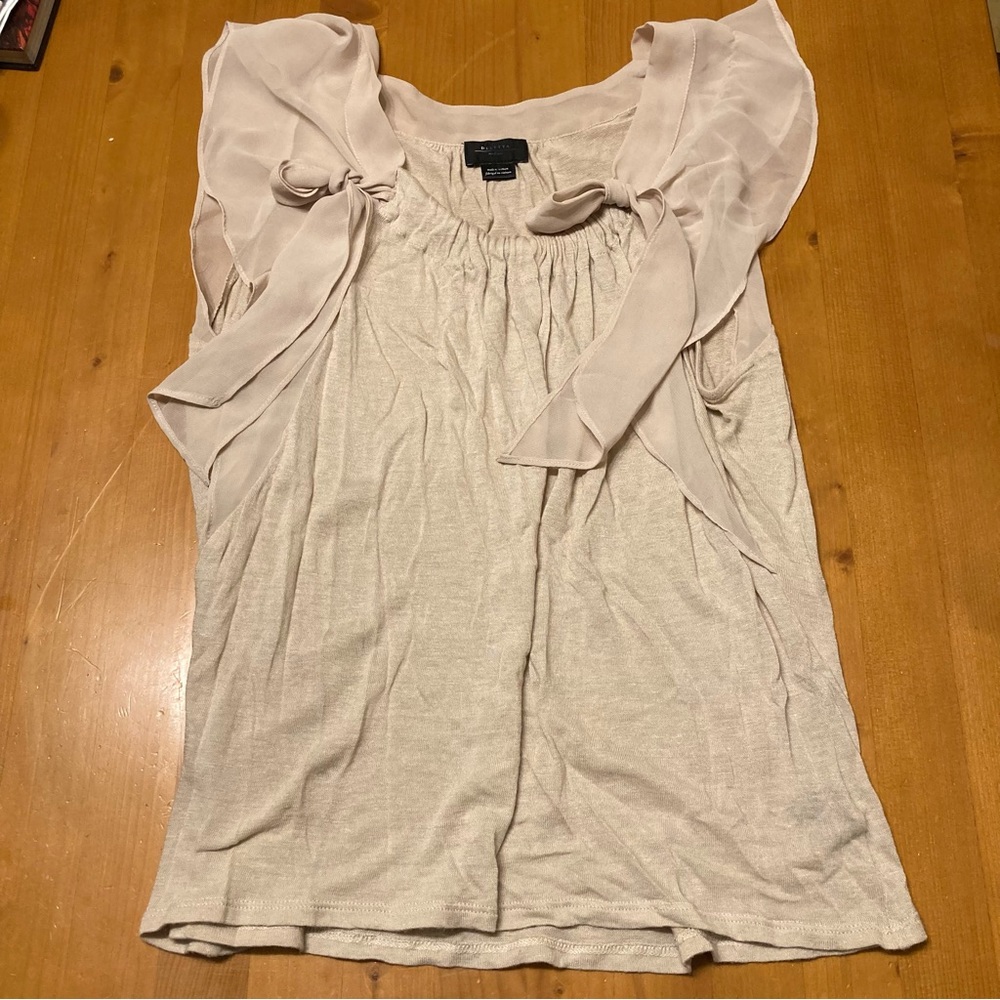 Anthro deletta beige linen blend sleeveless top size medium